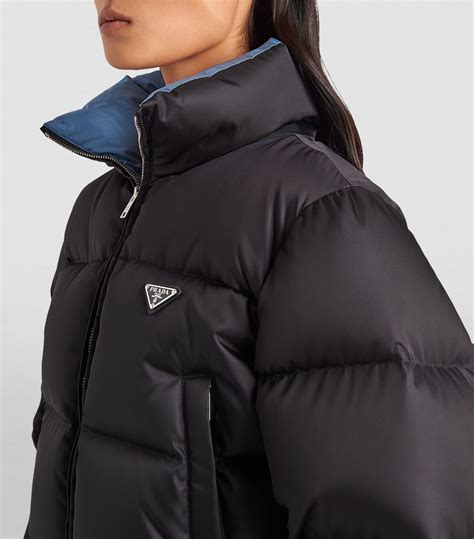 prada wool and nylon jacket|prada black cropped puffer jacket.